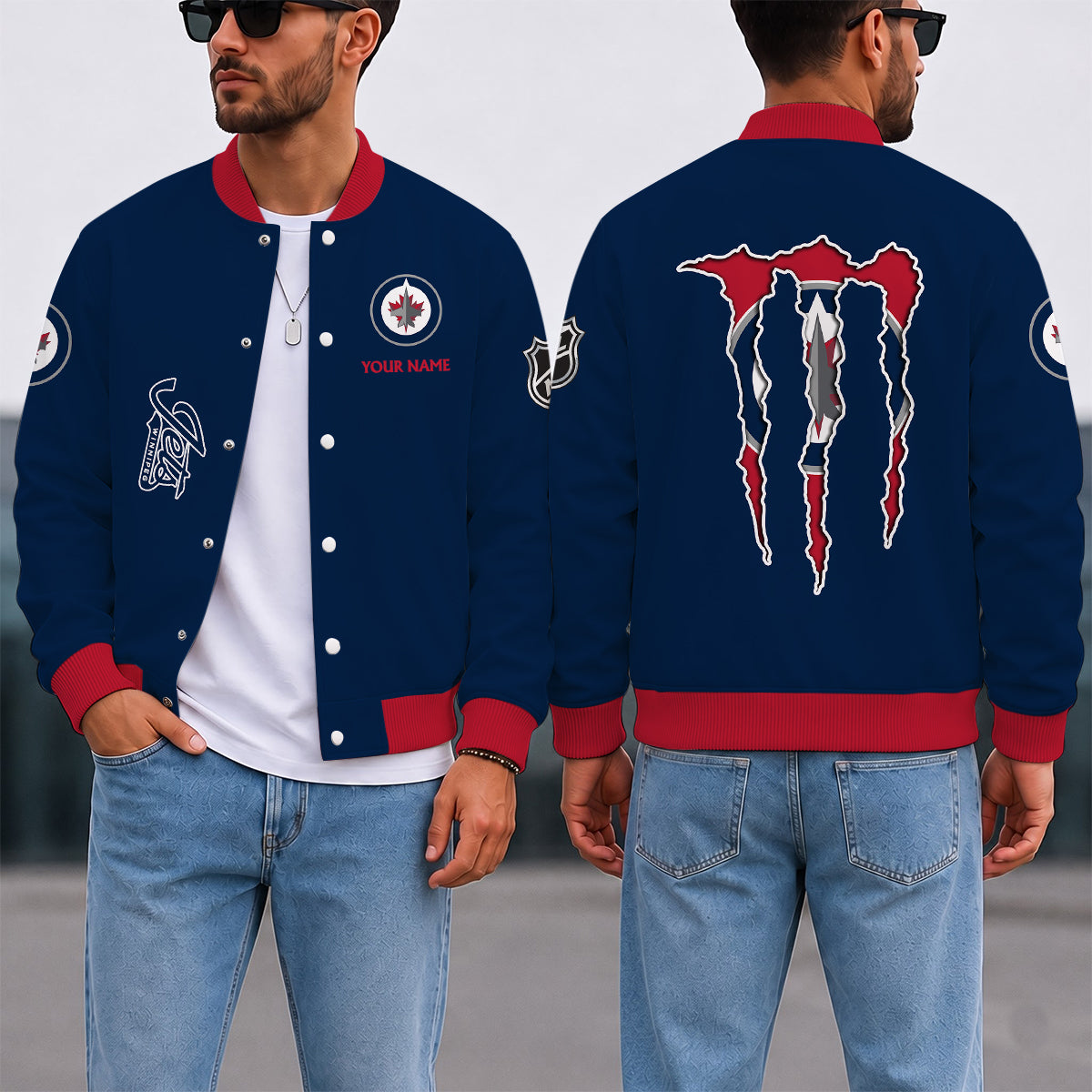 EXCLUSIVE EDITION - NEW CUSTOMIZED NHL21 WPJ WINNIPEG JETS SATIN VARSITY JACKET & BASEBALL JACKET