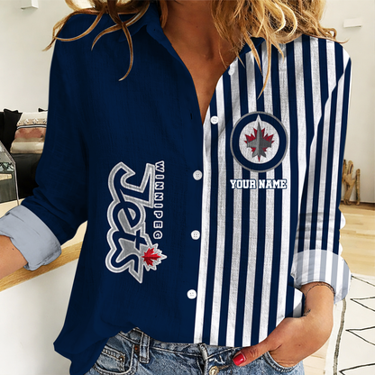 EXCLUSIVE EDITION - NEW CUSTOMIZED NHL21 WPJ WINNIPEG JETS WOMEN CASUAL SHIRT