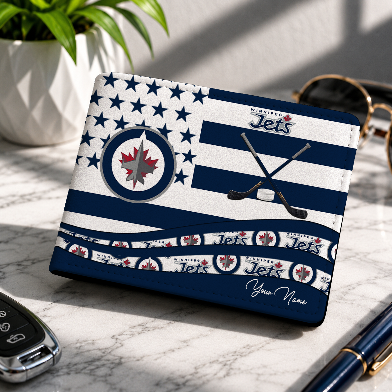 LIMITED EDITION - NEW CUSTOMIZED NHL21 WPJ WINNIPEG JETS LEATHER WALLET