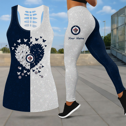 LIMITED EDITION - NEW CUSTOMIZED NHL21 WPJ WINNIPEG JETS LEGGINGS & HOLLOW TANK TOP SET