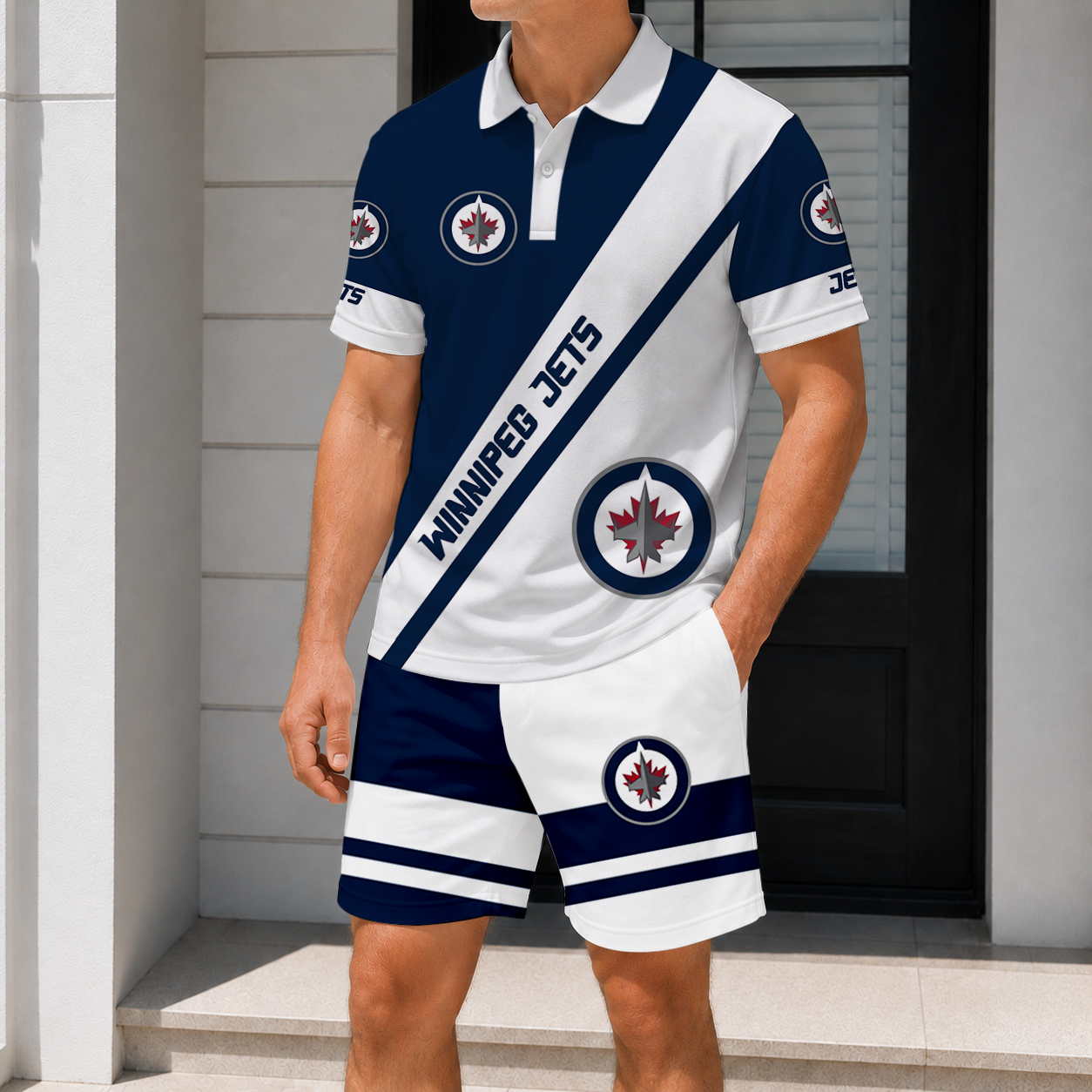 LIMITED EDITION - NEW CUSTOMIZED NHL21 WPJ WINNIPEG JETS POLO & SHORT PANTS SET