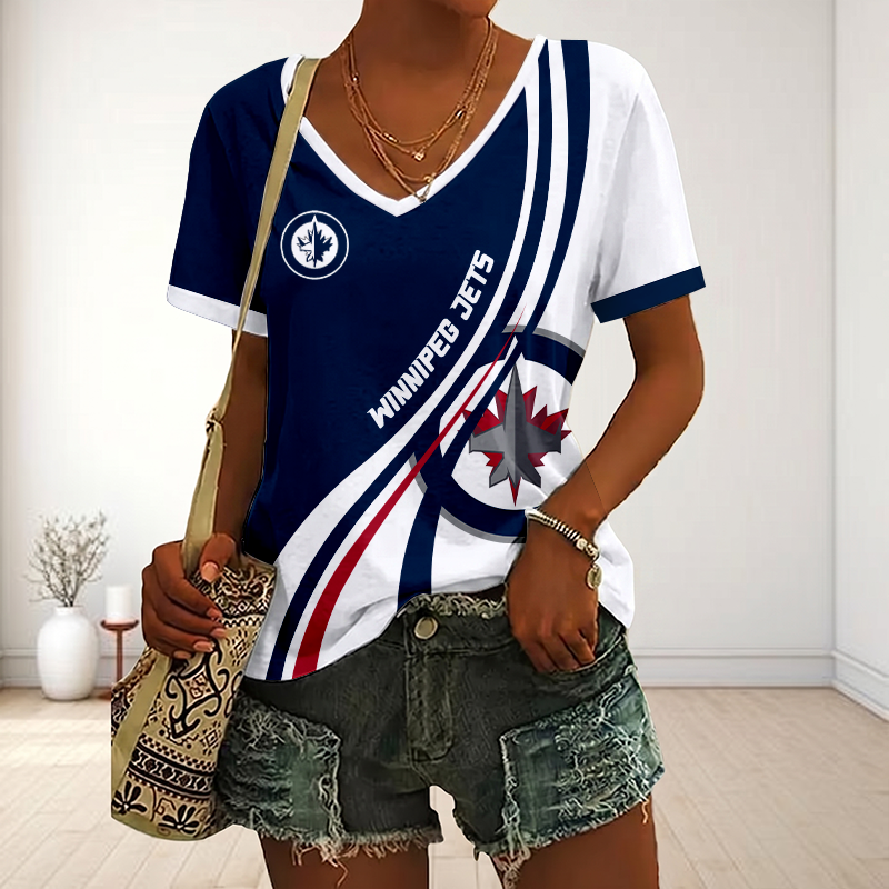 LIMITED EDITION - NEW CUSTOMIZED NHL21 WPJ WINNIPEG JETS V-NECK FEMALE SHIRT
