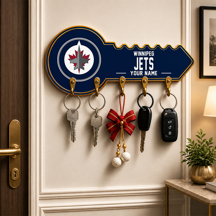 [SUPER SALE] NEW CUSTOMIZED NHL21 WPJ WINNIPEG JETS WALL KEY HOLDER FOR HOME