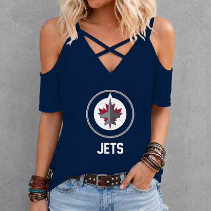 LIMITED EDITION - NEW CUSTOMIZED NHL21 WPJ WINNIPEG JETS CRISS CROSS V-NECK TOP