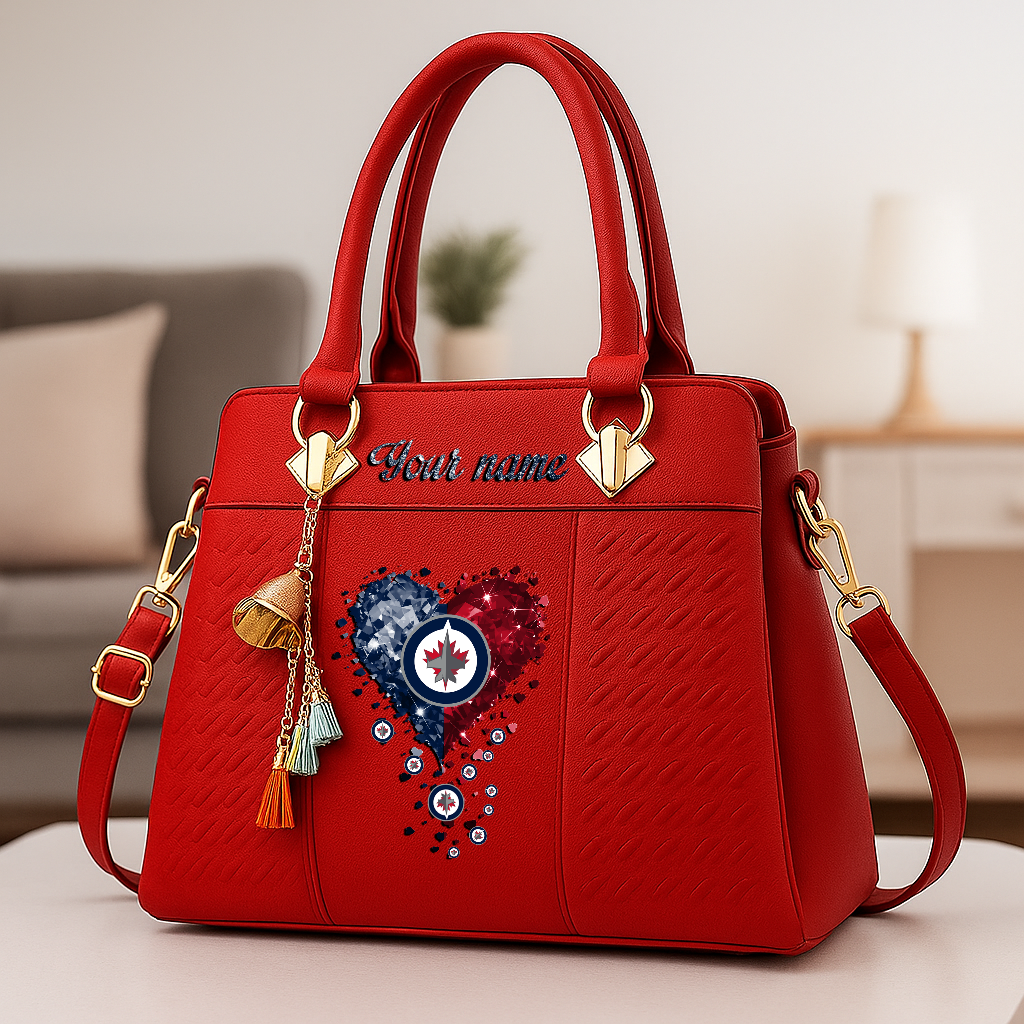 LIMITED EDITION - NEW CUSTOMIZED NHL21 WPJ WINNIPEG JETS ZIP HANDBAG MULTICOLOR