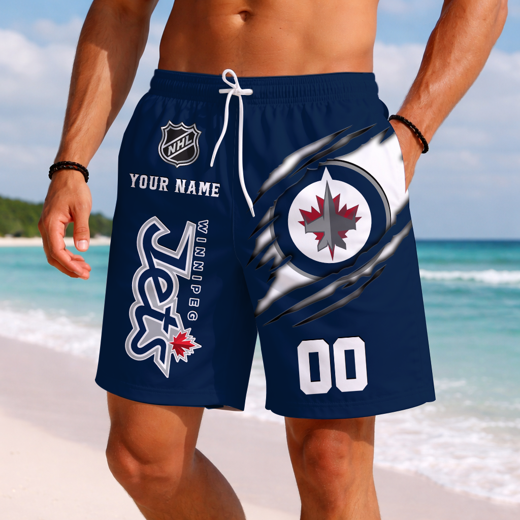 LIMITED EDITION - NEW CUSTOMIZED NHL21 WPJ WINNIPEG JETS SHORT PANTS