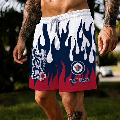 [SUPER SALE] NEW CUSTOMIZED NHL21 WPJ WINNIPEG JETS SHORT PANTS