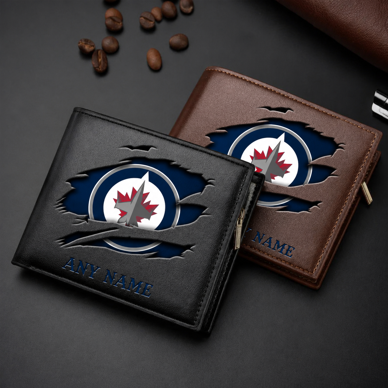 LIMITED EDITION - NEW CUSTOMIZED NHL21 WPJ WINNIPEG JETS LEATHER WALLET