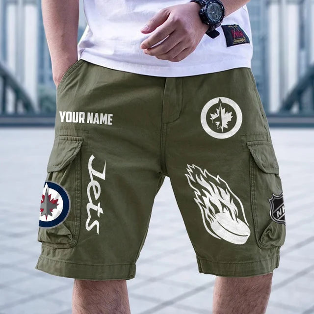 [SUPER SALE] NEW CUSTOMIZED NHL21 WPJ WINNIPEG JETS CARGO SHORTS