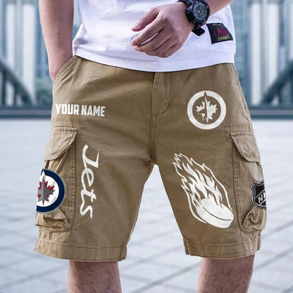 [SUPER SALE] NEW CUSTOMIZED NHL21 WPJ WINNIPEG JETS CARGO SHORTS