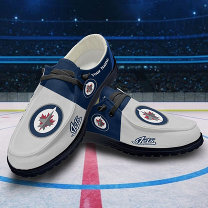 LIMITED EDITION - NEW CUSTOMIZED NHL21 WPJ WINNIPEG JETS PREMIUM LOAFER SHOES
