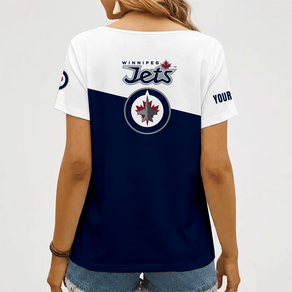 [SUPER SALE] NEW CUSTOMIZED NHL21 WPJ WINNIPEG JETS V-NECK FEMALE SHIRT