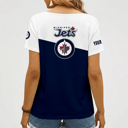 [SUPER SALE] NEW CUSTOMIZED NHL21 WPJ WINNIPEG JETS V-NECK FEMALE SHIRT