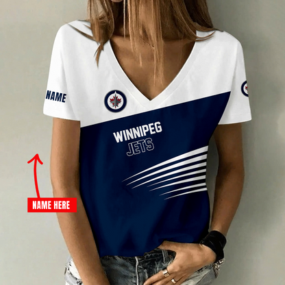 [SUPER SALE] NEW CUSTOMIZED NHL21 WPJ WINNIPEG JETS V-NECK FEMALE SHIRT