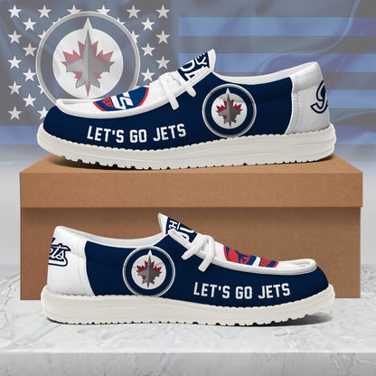 LIMITED EDITION - NEW CUSTOMIZED NHL21 WPJ WINNIPEG JETS LOAFER SHOES