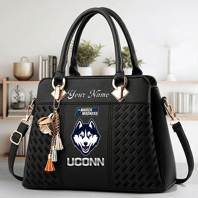 LIMITED EDITION - NEW CUSTOMIZED NCAA MAM21 UCH UCONN HUSKIES ZIP HANDBAG MULTICOLOR