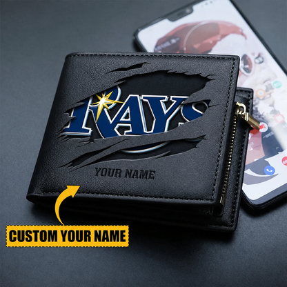 LIMITED EDITION - NEW CUSTOMIZED MLB21 TBR TAMPA BAY RAYS LEATHER WALLET