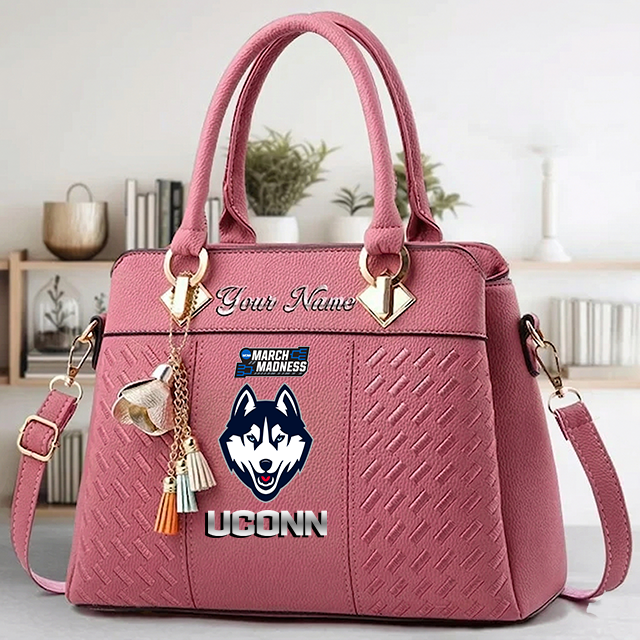 LIMITED EDITION - NEW CUSTOMIZED NCAA MAM21 UCH UCONN HUSKIES ZIP HANDBAG MULTICOLOR