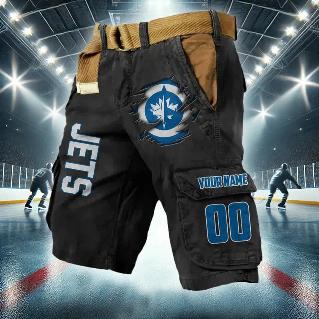 LIMITED EDITION - NEW CUSTOMIZED NHL21 WPJ WINNIPEG JETS CARGO SHORTS