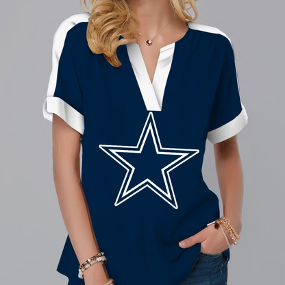 LIMITED EDITION - NEW CUSTOMIZED NFL21 DCB DALLAS COWBOYS V-NECK FEMALE SHIRT