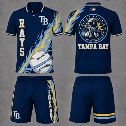[FLASH SALE] NEW CUSTOMIZED MLB21 TBR TAMPA BAY RAYS POLO SHIRT & SHORT PANTS SET
