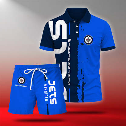 LIMITED EDITION - NEW CUSTOMIZED NHL21 WPJ WINNIPEG JETS POLO & SHORT PANTS SET