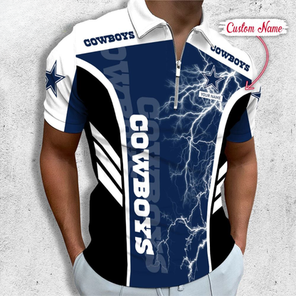 LIMITED EDITION - NEW CUSTOMIZED NFL21 DCB DALLAS COWBOYS ZIP POLO SHIRT