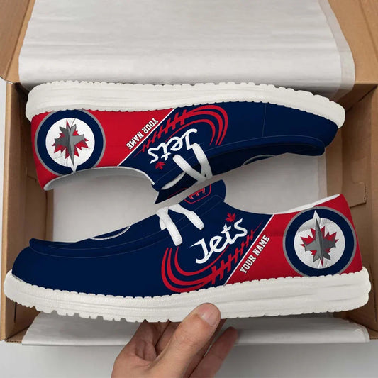 [SUPER SALE] NEW CUSTOMIZED NHL21 WPJ WINNIPEG JETS PREMIUM LOAFER SHOES