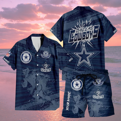 LIMITED EDITION  - NEW CUSTOMIZED NFL21 DCB DALLAS COWBOYS UNISEX HAWAIIAN SHIRT & SHORTS SET