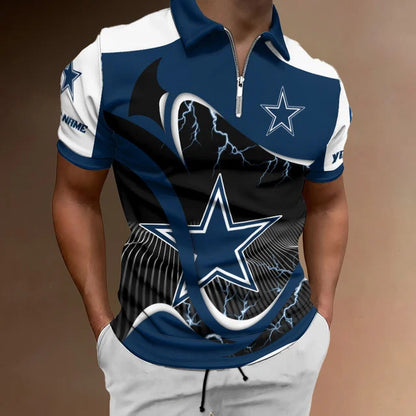 LIMITED EDITION - NEW CUSTOMIZED NFL21 DCB DALLAS COWBOYS ZIP POLO SHIRT