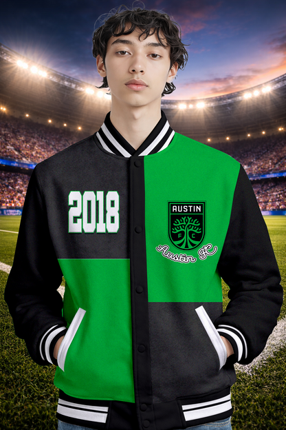 LIMITED EDITION - NEW CUSTOMIZED MLS21 ATF AUSTIN SATIN VARSITY & BASEBALL JACKET