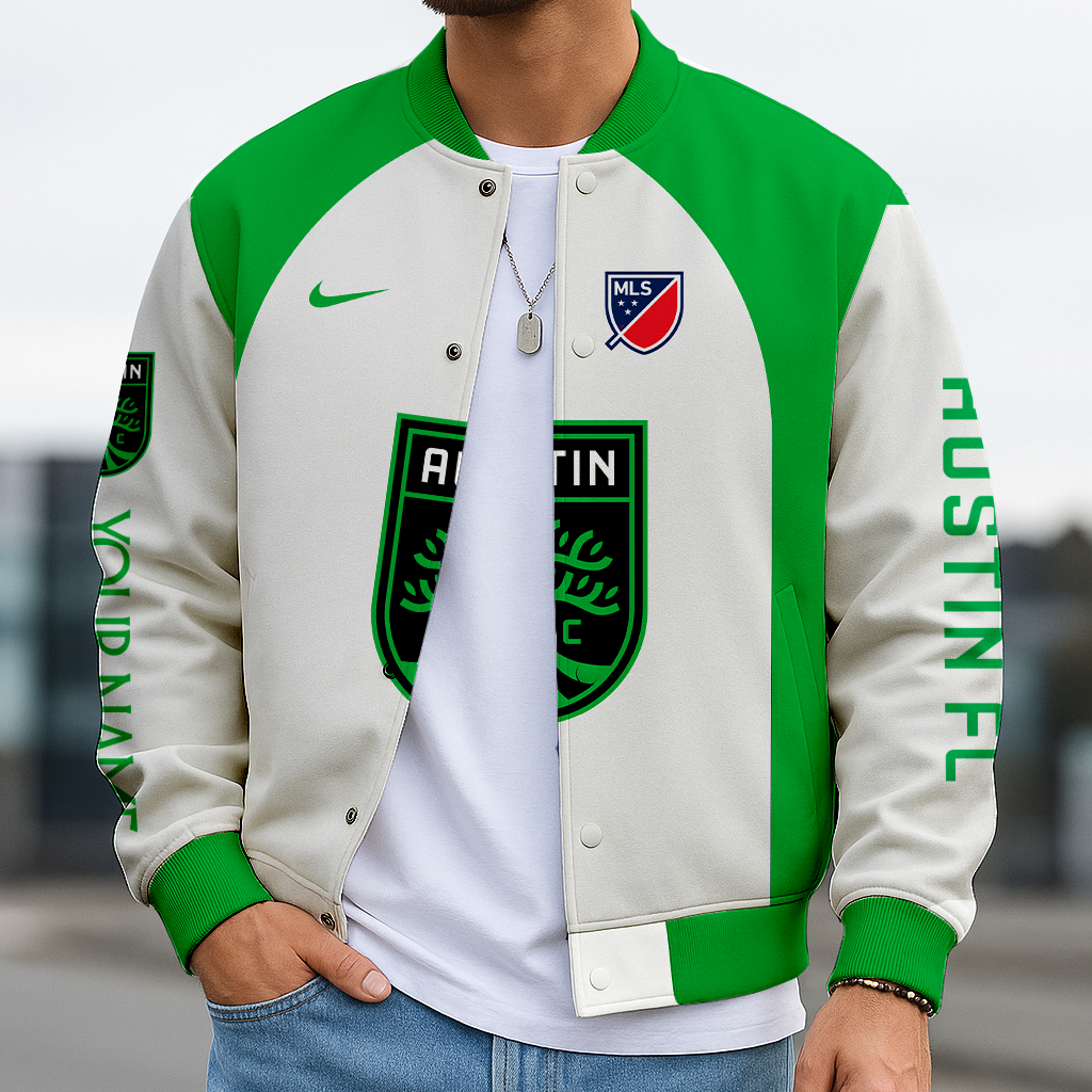 LIMITED EDITION - NEW CUSTOMIZED MLS21 ATF AUSTIN SATIN VARSITY & BASEBALL JACKET