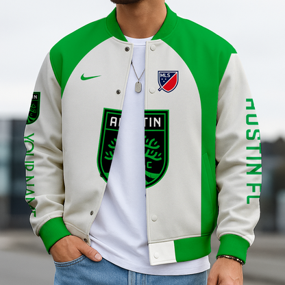 LIMITED EDITION - NEW CUSTOMIZED MLS21 ATF AUSTIN SATIN VARSITY & BASEBALL JACKET