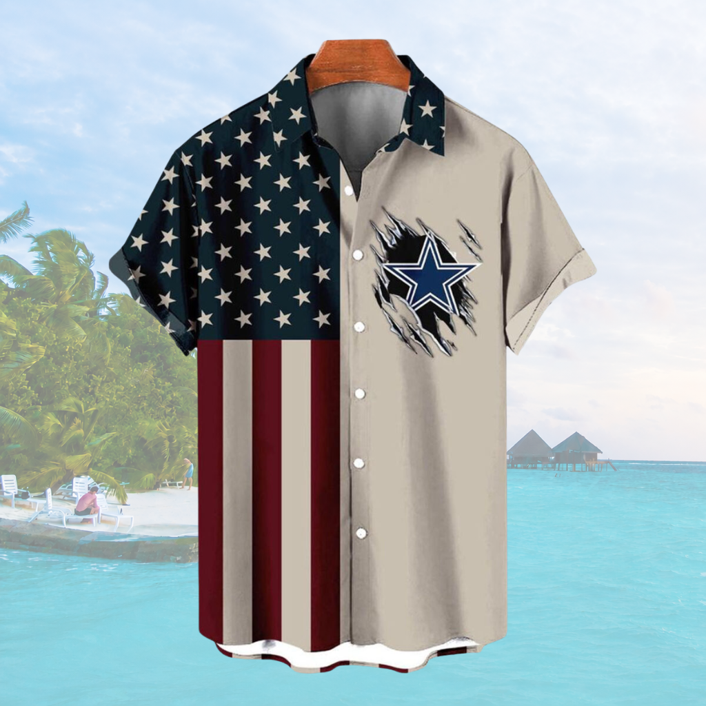 LIMITED EDITION - NEW CUSTOMIZED NFL21 DCB DALLAS COWBOYS PATRIOTIC 250 USA HAWAIIAN SHIRT
