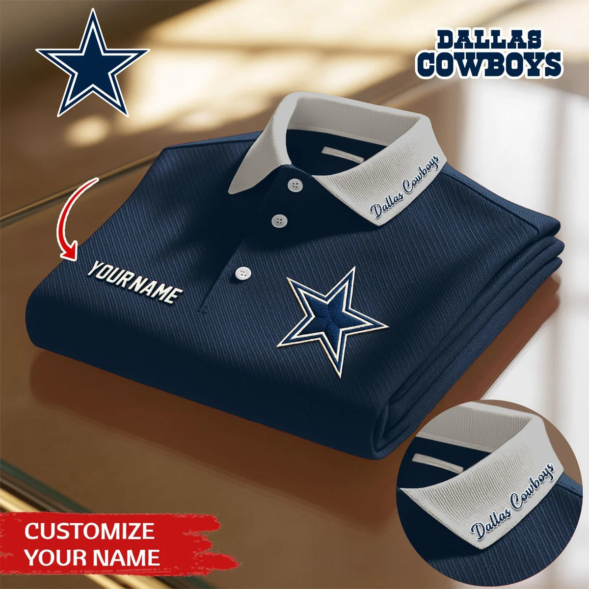 LIMITED EDITION - NEW CUSTOMIZED NFL21 DCB DALLAS COWBOYS POLO SHIRT