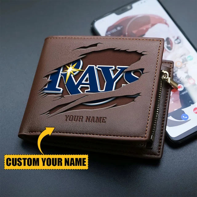 LIMITED EDITION - NEW CUSTOMIZED MLB21 TBR TAMPA BAY RAYS LEATHER WALLET