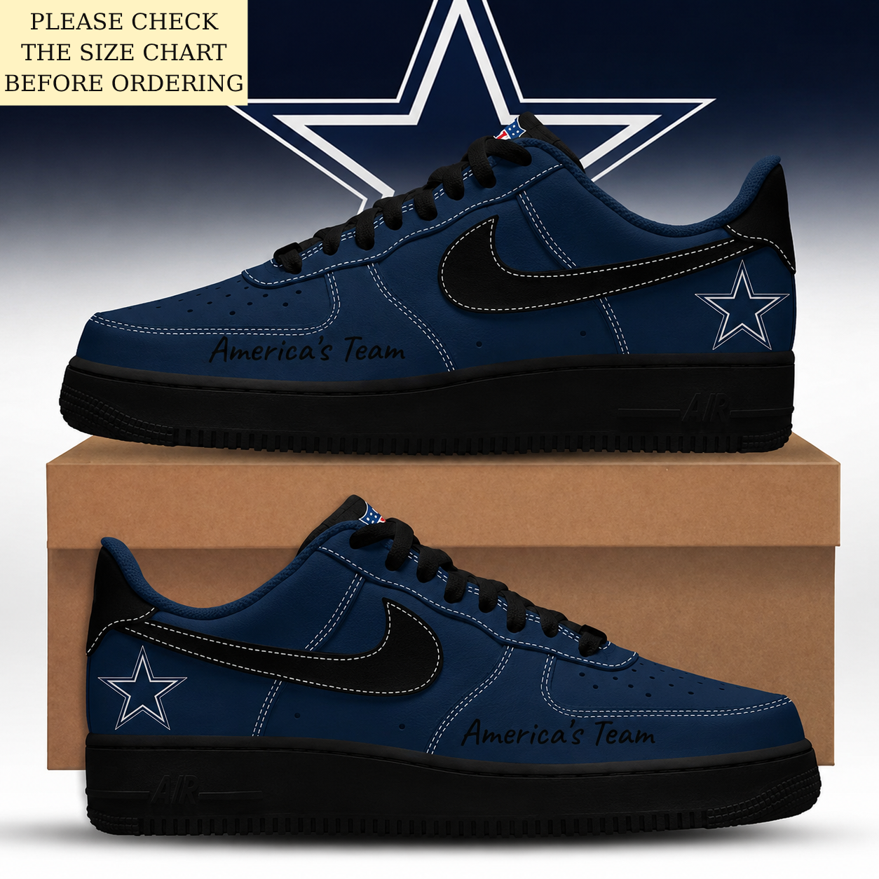 LIMITED EDITION - NEW CUSTOMIZED NFL21 DCB DALLAS COWBOYS AF1 SHOES