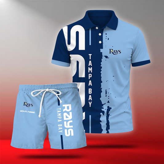 LIMITED EDITION - NEW CUSTOMIZED MLB21 TBR TAMPA BAY RAYS POLO & SHORT PANTS SET