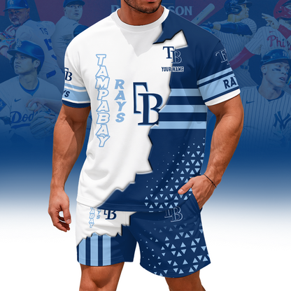 LIMITED EDITION - NEW CUSTOMIZED MLB21 TBR TAMPA BAY RAYS UNISEX T-SHIRT & SHORTS SET