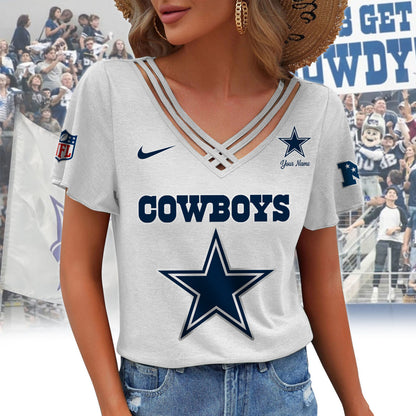 [SPECIAL OFFER] NEW CUSTOMIZED NFL21 DCB DALLAS COWBOYS V-NECK SHIRT