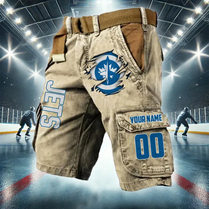 LIMITED EDITION - NEW CUSTOMIZED NHL21 WPJ WINNIPEG JETS CARGO SHORTS