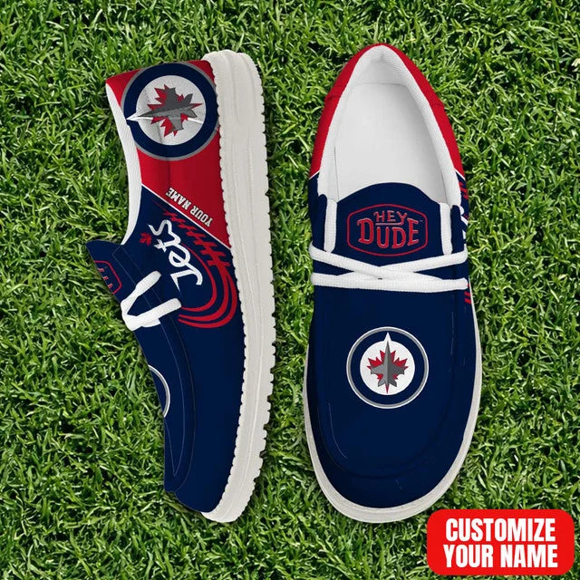 [SUPER SALE] NEW CUSTOMIZED NHL21 WPJ WINNIPEG JETS PREMIUM LOAFER SHOES