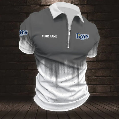 [FLASH SALE] NEW CUSTOMIZED MLB21 TBR TAMPA BAY RAYS ZIP POLO SHIRT