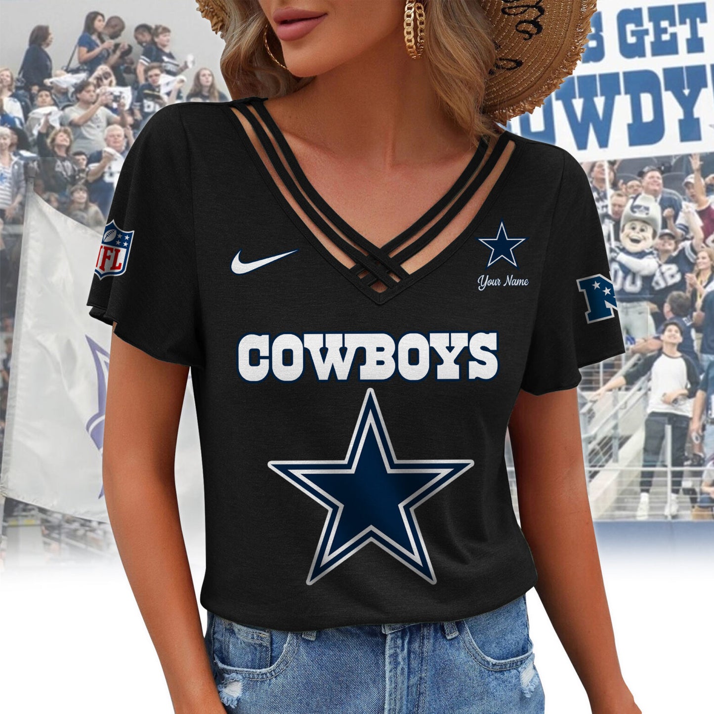 [SPECIAL OFFER] NEW CUSTOMIZED NFL21 DCB DALLAS COWBOYS V-NECK SHIRT