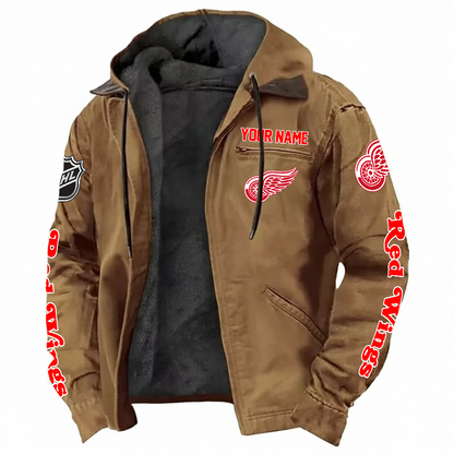 LIMITED EDITION - NEW CUSTOMIZED NHL22 DRW DETROIT RED WINGS  HOODED CARDIGAN JACKET