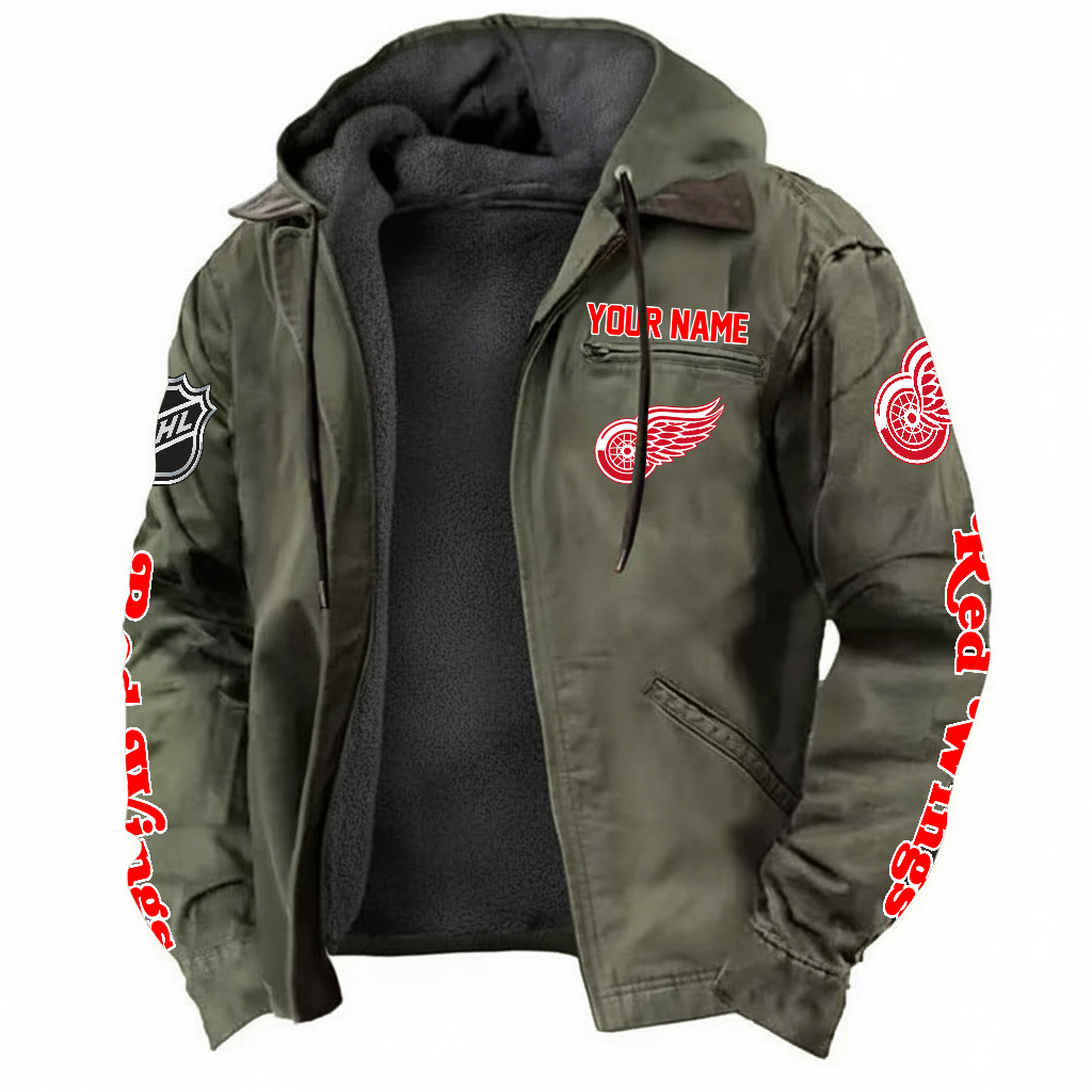 LIMITED EDITION - NEW CUSTOMIZED NHL22 DRW DETROIT RED WINGS  HOODED CARDIGAN JACKET