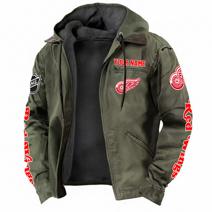 LIMITED EDITION - NEW CUSTOMIZED NHL22 DRW DETROIT RED WINGS  HOODED CARDIGAN JACKET