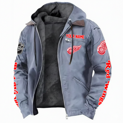 LIMITED EDITION - NEW CUSTOMIZED NHL22 DRW DETROIT RED WINGS  HOODED CARDIGAN JACKET