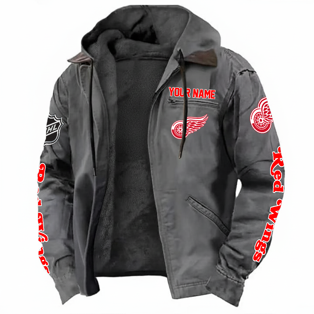 LIMITED EDITION - NEW CUSTOMIZED NHL22 DRW DETROIT RED WINGS  HOODED CARDIGAN JACKET