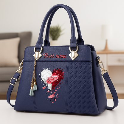 LIMITED EDITION - NEW CUSTOMIZED NHL22 DRW DETROIT RED WINGS ZIP HANDBAG MULTICOLOR
